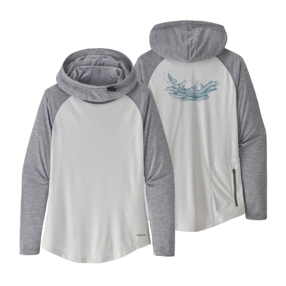Patagonia Capilene Cool Daily Gray and White Hoody - Picture 2 of 8